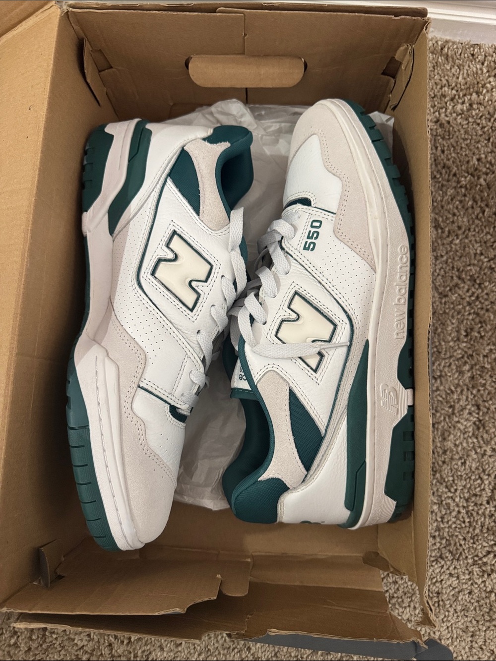 New Balance 550 White Teal Low-Top Sneakers